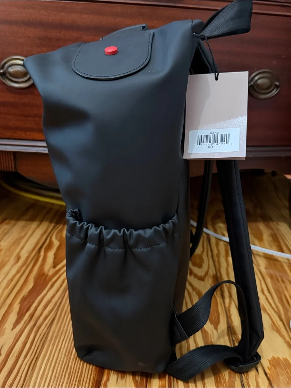 Hunter Black and Red Roll-Top Backpack